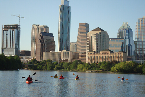 Austin Skyline with Kayaks