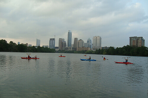 Austin Skyline and kayaks